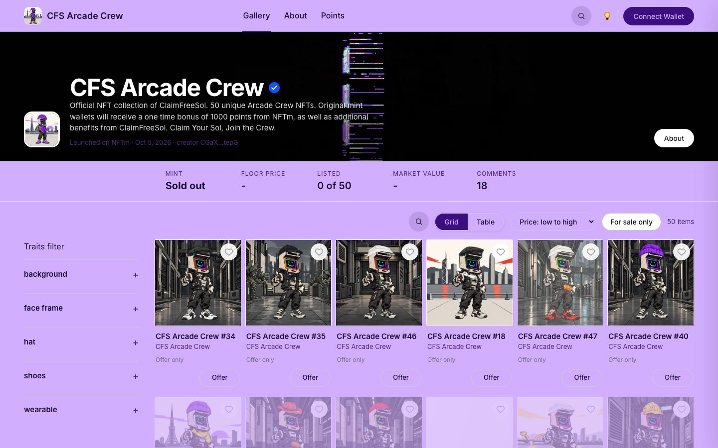 CFS Arcade Crew store on NFTm