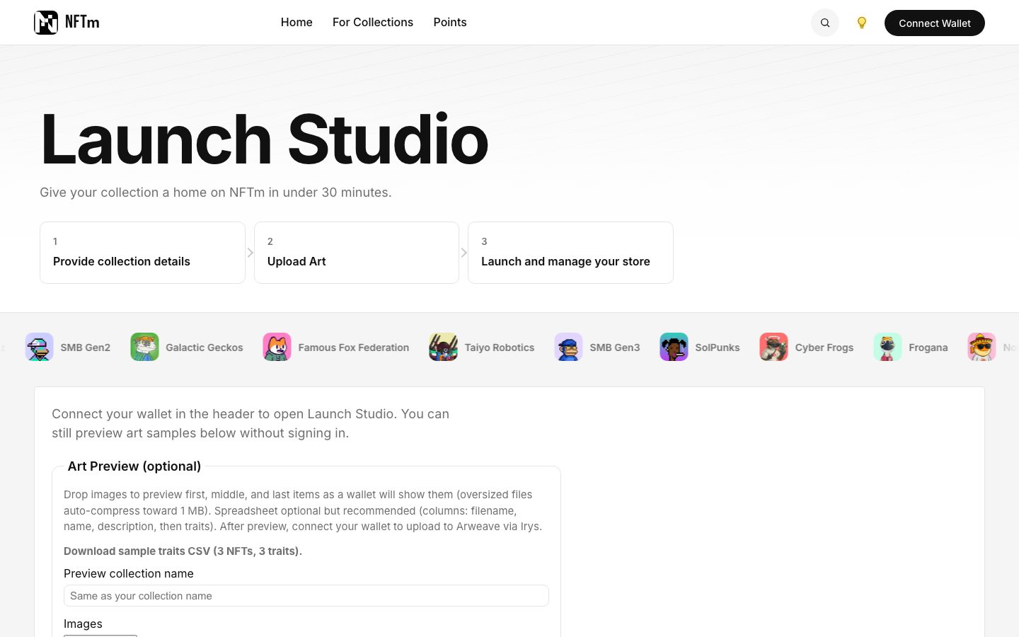 Launch Studio on NFTm