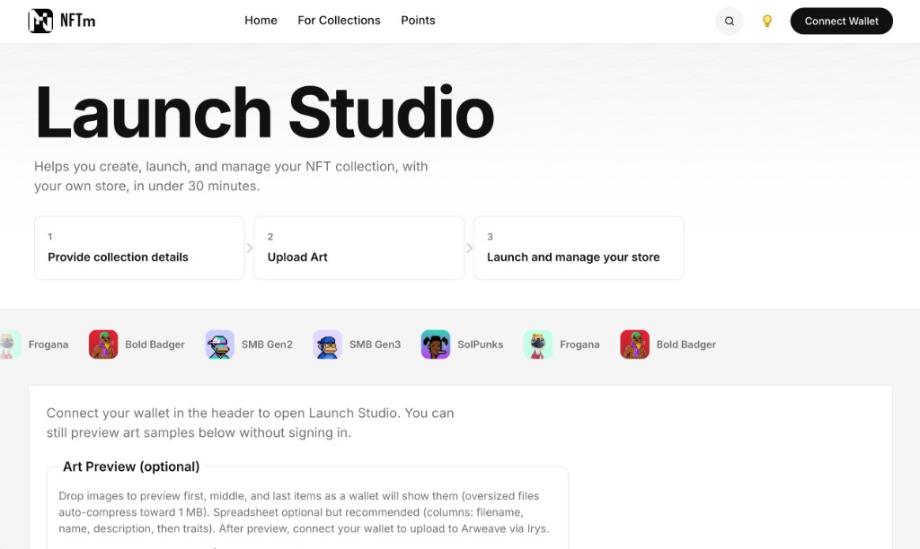 Launch Studio on NFTm