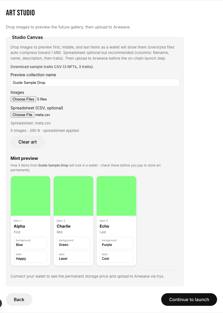 Figure 4. Art Studio after images and CSV are loaded.